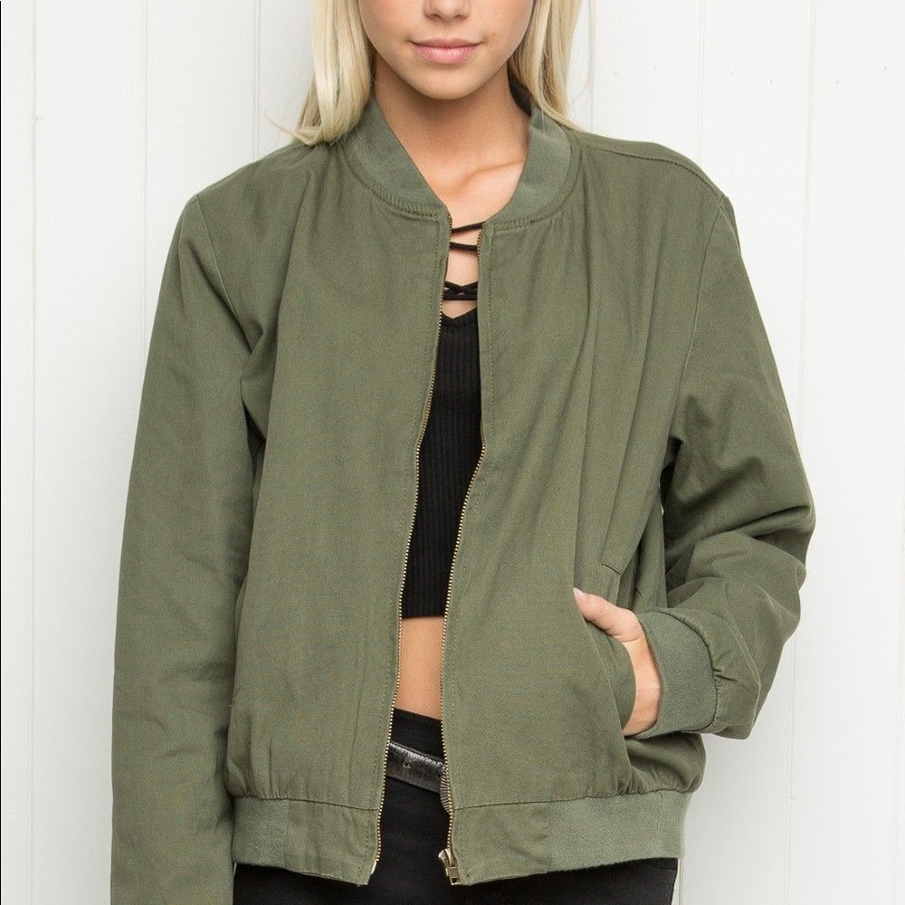Brandy Melville Kasey Army Bomber Jacket